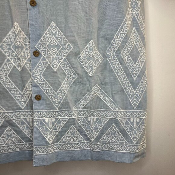 Threadbare Men's Azlan Sky Blue Embroidered Short Sleeve Shirt - Size Medium NWT - Picture 4 of 5